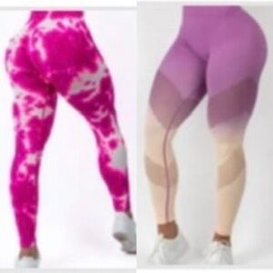 RARE Peached By Nellie Semi Perforated Seamless Ultra Booty Scrunch Legging M